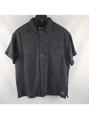 Scotch & Soda Shirt Mens Medium Blue Amsterdam Waffle Open Knit Button Up